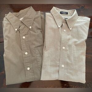Bundle of 2 Long-sleeved Button-up Shirts Olive Green - 15-15 1/2 x 34/35 Medium
